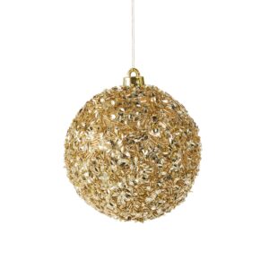 Esfera dorada con lentejuela / Gold Sequin Ball Ornament