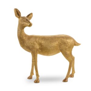 Venado decorativo dorado de pie / Gold Standing Doe Statue