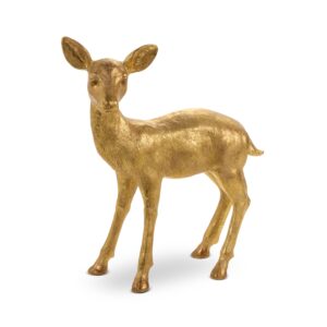 Venado decorativo dorado de pie pequeño / Gold Standing Fawn Statue