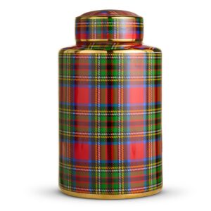 Frasco decorativo tartán grande / Tartan Plaid Decorative Jar