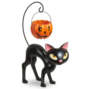 Gato con canasta de calabaza para dulces / Cat with Candy Pumpkin Basket