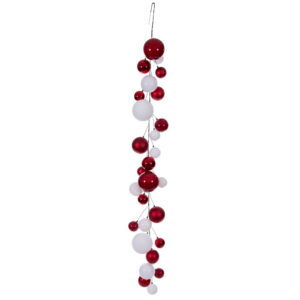 Guirnalda de esferas rojo/blanco acabado mate y brillante de 243.8 cm (esferas de 10.2 cm a 15.2 cm) / Red/White Mat Sh Prl Ball Garland