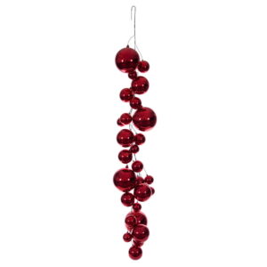 Guirnalda de ramas con esferas brillantes color rojo de 1.85 m / Red Shiny Ball Branch Garland