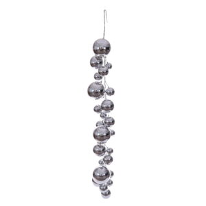 Guirnalda de ramas con esferas brillantes color plata de 1.85 m / Silver Shiny Ball Branch Garland