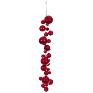 Guirnalda de ramas con esferas tipo caramelo color rojo de 1.85 m / Red Candy Ball Branch Garland
