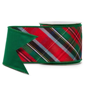 Listón alámbrico tartán verde / Green Tartan Plaid Wired Ribbon