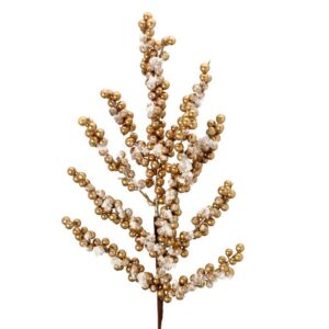 Rama decorativa con racimo de bayas metálicas con efecto nieve / Snow Crusted Metallic Berry Cluster Spray
