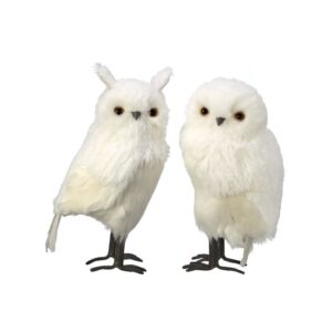 Búho decorativo con plumas blancas / Feather White Owl