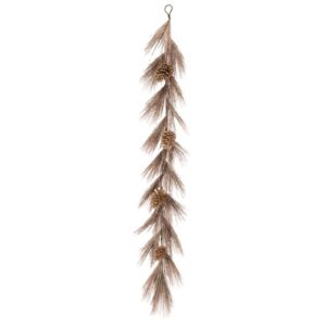 Guirnalda de pino metálico de aguja larga con piñas / Metallic Long Needle Pine Garland with Cone