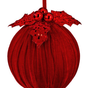 Esfera de terciopelo con lentejuela y acebo / Velvet Sequin Velvet Ball with Holly Ornament