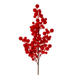 Rama decorativa con racimo de bayas nevadas / Grand Flocked Berry Cluster Spray