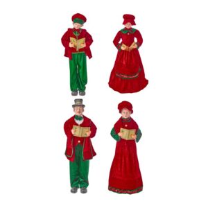 Set de 4 villancicos navideños de terciopelo estilo elegante / Velvet Regal Caroler Set